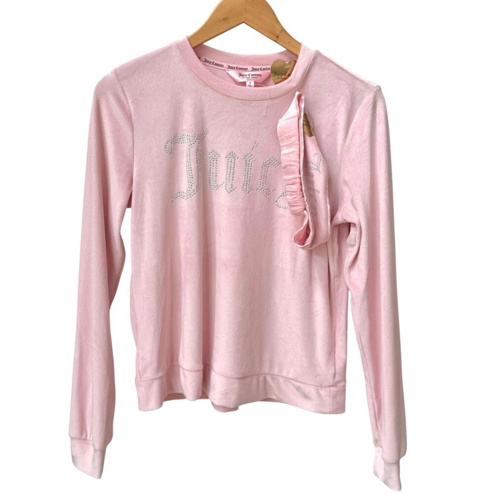 Juicy Couture Long Sleeve Pink Bedazzled Pajama Shirt & Headband. Small. NEW.